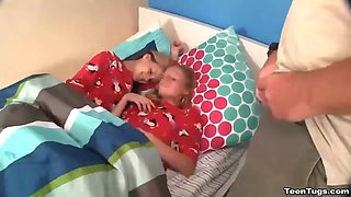 Double teen POV handjob