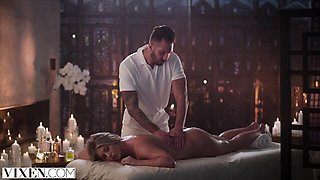 Vixen featuring Quinton James and Kayley Gunner's creampie smut