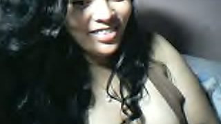 Gorgeous Filipina girl flashing her titties on webcam