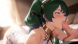 Iuno Wuthering Waves Missionary Sex Creampie and Blowjob Hentai Mmd 3D Dark Green Hair Color Edit Smixix