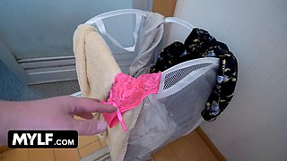 Yoga Pants And Sweaty Ass: Stepmom Jerking Her Used Panties And Sucks My Cock