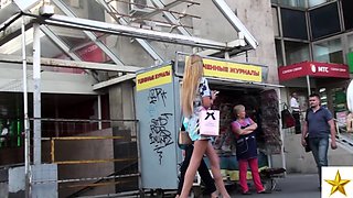 Sexy slim Russian blonde in white panties voyeur upskirt