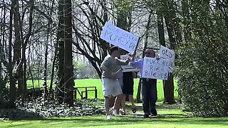 Six grandpas fucks girl and cums on her