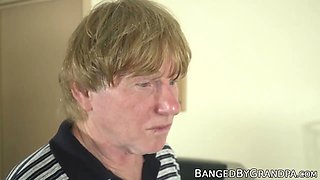 Doctor babe seduces grandpa with blowjob and riding