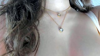 Brunette solo darling masturbating at home