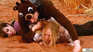 DOMTHENATION - COUGAR gets dirty buttfuck in the muddy while cuck damsel assists