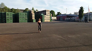 Granny Walking Outside in Black Leggins