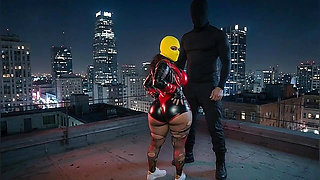 Petite Big Ass Girl in Yellow Balaclava Dominated on Rooftop