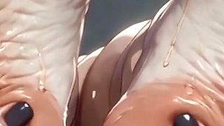 SSBBW Oil Foot Massage Close up - Big Beautiful Feet & Toes