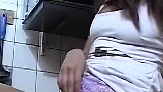 Busty Brunette MILF Masturbates Wildly with Kitchen Objects