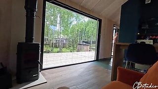 Hot teen stepdaughter and stepdad fuck in nature - big tits creampie