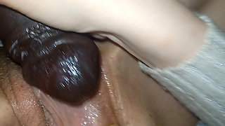 Fucked with big black dildo huge squirt at end