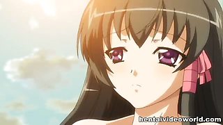 Big ass anime girl squirts on the beach