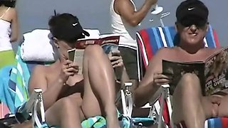 Couple split by Strangers on a nude beach