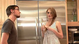 Hot 19-year-old redhead takes a huge cum load all over her pretty face
