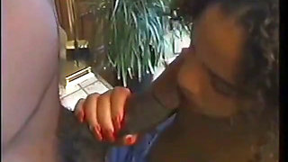 Curly haired black woman asks her friend to drill her wide cunt