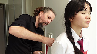 Asian Schoolgirl - Tied up and Suspended and Made to Orgasm