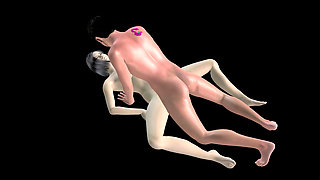Animated 3D Porn - Asian Man Fucking Beautiful Girl in Missionary Pussy & Ass Creampie