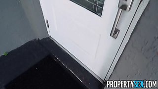 Evelin Stone Flirty Real Estate Agent Unbuttons Blouse & Gives Blowjob Facial to Seal House Deal with Single Dad
