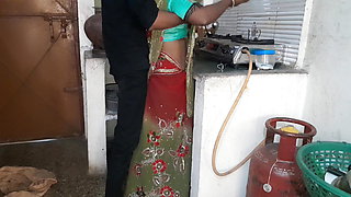 Housewife cleaning in the kitchen misses the cock and takes the neighbor's cock and gets fucked