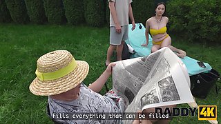 Daddy4k. fleshy boobie and a pussy for his grandpa