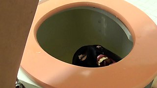 toilet slave get piss in face and milking