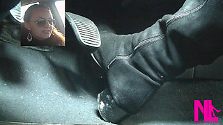 Driving Fast in Black Suede Knee High Boots