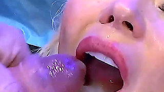 Blonde Slut Gets Her Face Covered in Cum by Multiple Cocks