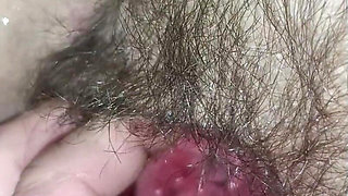 My Wife's Hairy Wet Cunt Close-up