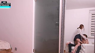 Schoolgirl delivers intense sensual anal creampie passion with passionate desire