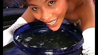 Horny dirty asian slut gets sperm