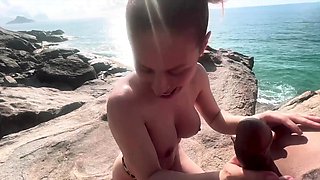 Horny Emme White gets her pussy fucked on the beach - Emme