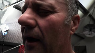 Young imposing mistress ties oldman and plays him nasty