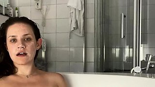 Hot brunette big boobs toying pink pussy