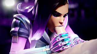 Sombra From Overwatch - Sloppy Blowjob, Doggystyle Big Ass in Oil and Titfuck Cumshot 3D Animation