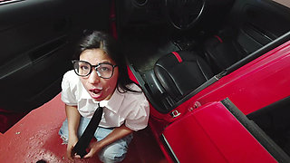 FINAL PART I invite my Latina friend to fuck in the parking lot.. she gets her ass fucked and gets milk on her face is an angel