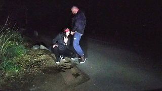 Urination on wife's face outdoors golden shower