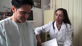 Alia Star as Sadistic Bondage Nurse Deploys Unorthodox Milking Techniques to Extract Mans Semen Sample
