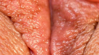 Creamy Orgasm Contractions - Extreme Close up Girl Masturbation - Meaty Pussy Lips