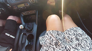 My Wife Shows off Her Beautiful Legs in the Car in the Morning on the Way to the Office