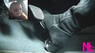 Driving Fast in Black Suede Knee High Boots