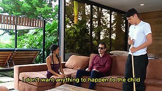 Stepson Fucks The New Maid Behind Blind Stepfather Back