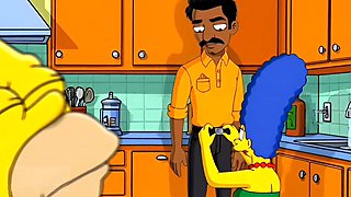 Animated cartoon, cheating housewife, marge simpson