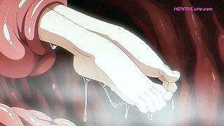 Frieren gets wrecked by tentacle cock until she overflows