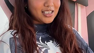 Small desi girl Mia Z masturbates and reacts to hentai