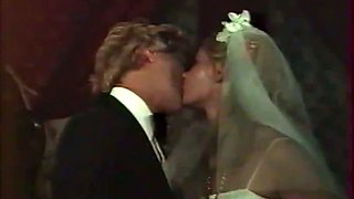 Romantic sex of beautiful blonde bride with her horny groom