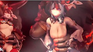 Eula Jean And Amber Get A Hardcore Sex Session With Mitachurls - Genshin Impact - Extended 60fps With Car Toon And Amber Sex