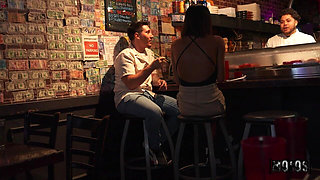 Lets Post It - Cute Inked Blonde Rides Cock POV in Public Bar