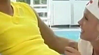 Young Nurse Fucked Hard by Huge Cock That Cums on Her Ass by the Pool