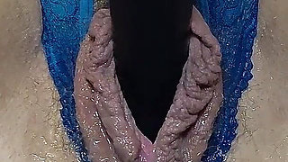 Fisting Dildo Creamy Masturbation- Vibrator Orgasm in Crotchless Panties